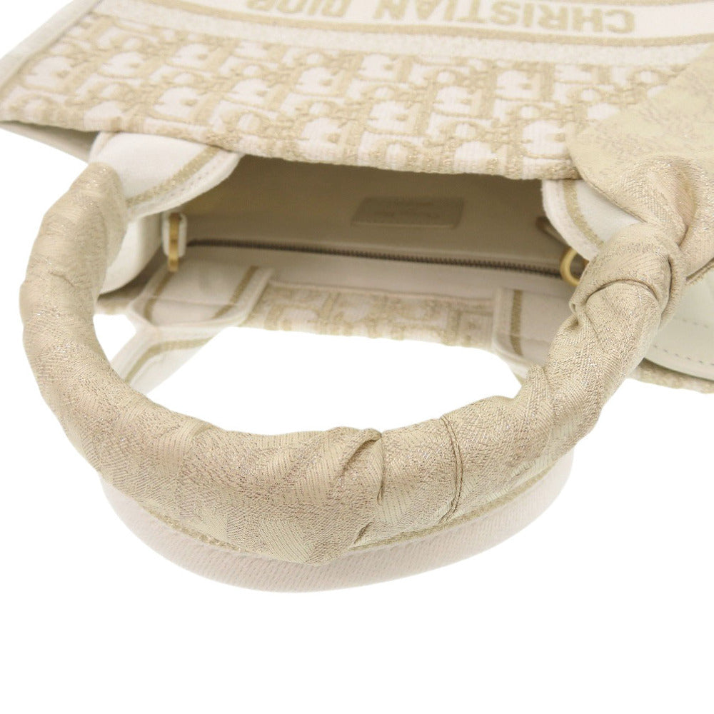 Dior                    Oblique Book Tote Small –White Canvas & Leathern