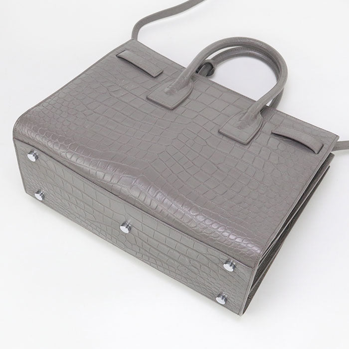 SAINT LAURENT – Sac de Jules Small 2-Way Tote Bag – Embossed Gray Leather – Italy – 100% Authentic Previously Owned Very Good Condition ~48% Off MSRP