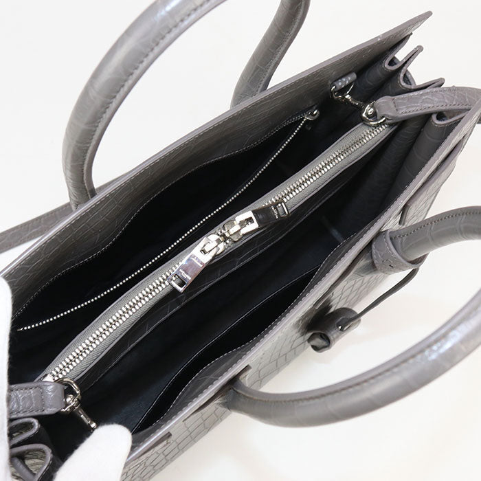 SAINT LAURENT – Sac de Jules Small 2-Way Tote Bag – Embossed Gray Leather – Italy – 100% Authentic Previously Owned Very Good Condition ~48% Off MSRP