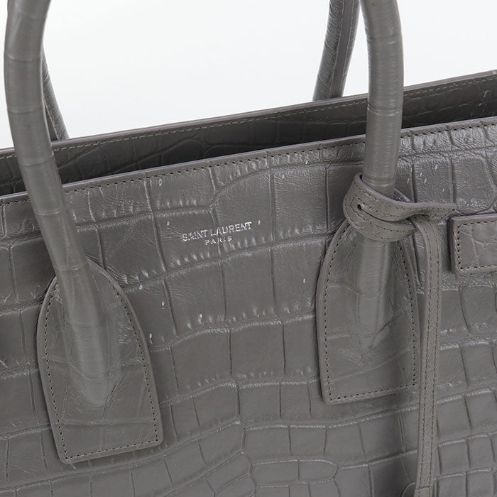 SAINT LAURENT – Sac de Jules Small 2-Way Tote Bag – Embossed Gray Leather – Italy – 100% Authentic Previously Owned Very Good Condition ~48% Off MSRP