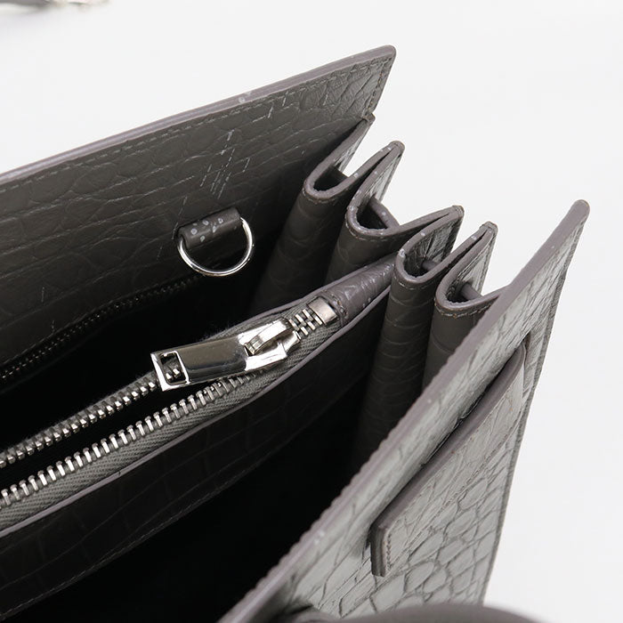 SAINT LAURENT – Sac de Jules Small 2-Way Tote Bag – Embossed Gray Leather – Italy – 100% Authentic Previously Owned Very Good Condition ~48% Off MSRP