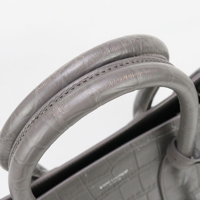 SAINT LAURENT – Sac de Jules Small 2-Way Tote Bag – Embossed Gray Leather – Italy – 100% Authentic Previously Owned Very Good Condition ~48% Off MSRP