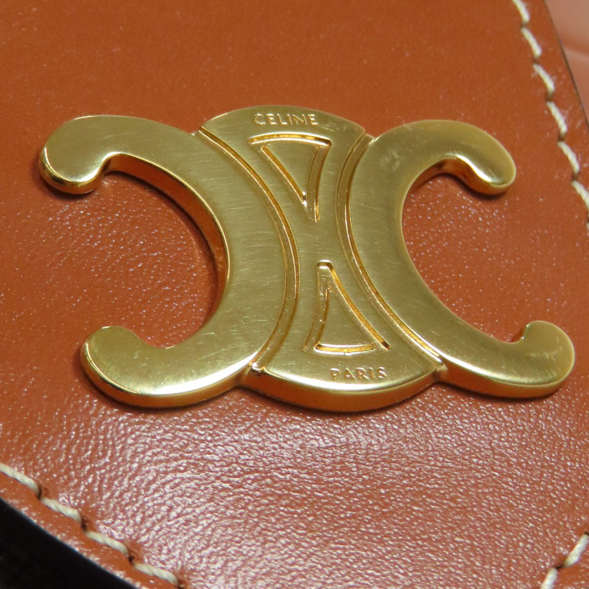 CELINE – Tambour Triomphe Shoulder Bag – Brown PVC & Calfskin – 100% Authentic ✨Previously Owned Excellent condition ~28% Off MSRP