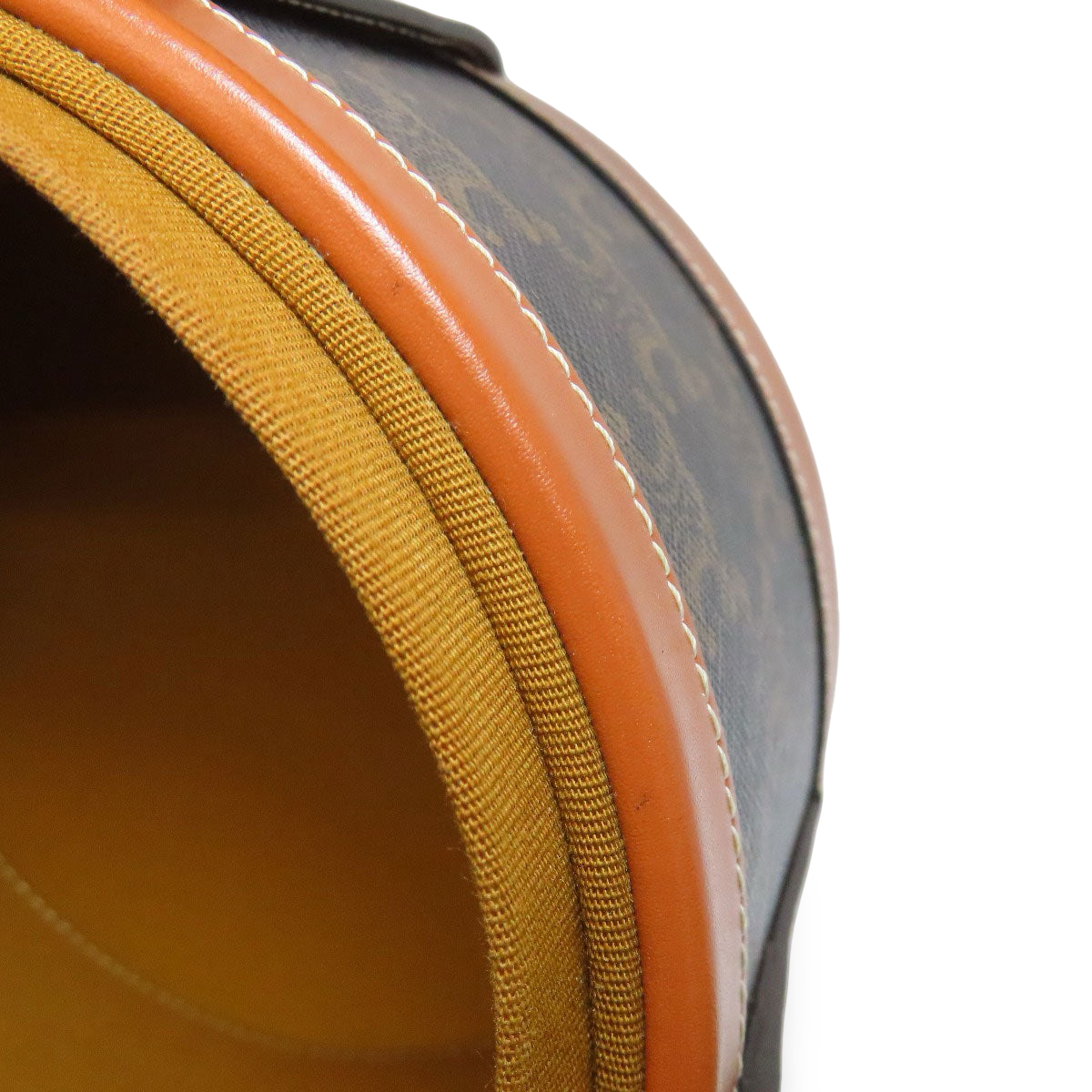 CELINE – Tambour Triomphe Shoulder Bag – Brown PVC & Calfskin – 100% Authentic ✨Previously Owned Excellent condition ~28% Off MSRP