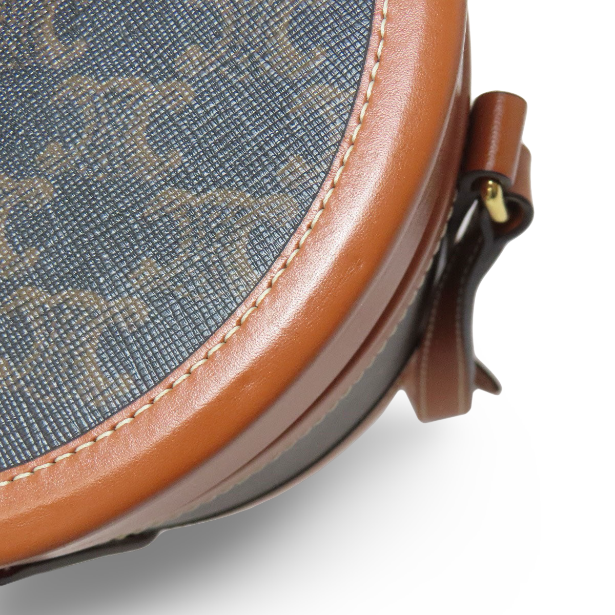 CELINE – Tambour Triomphe Shoulder Bag – Brown PVC & Calfskin – 100% Authentic ✨Previously Owned Excellent condition ~28% Off MSRP