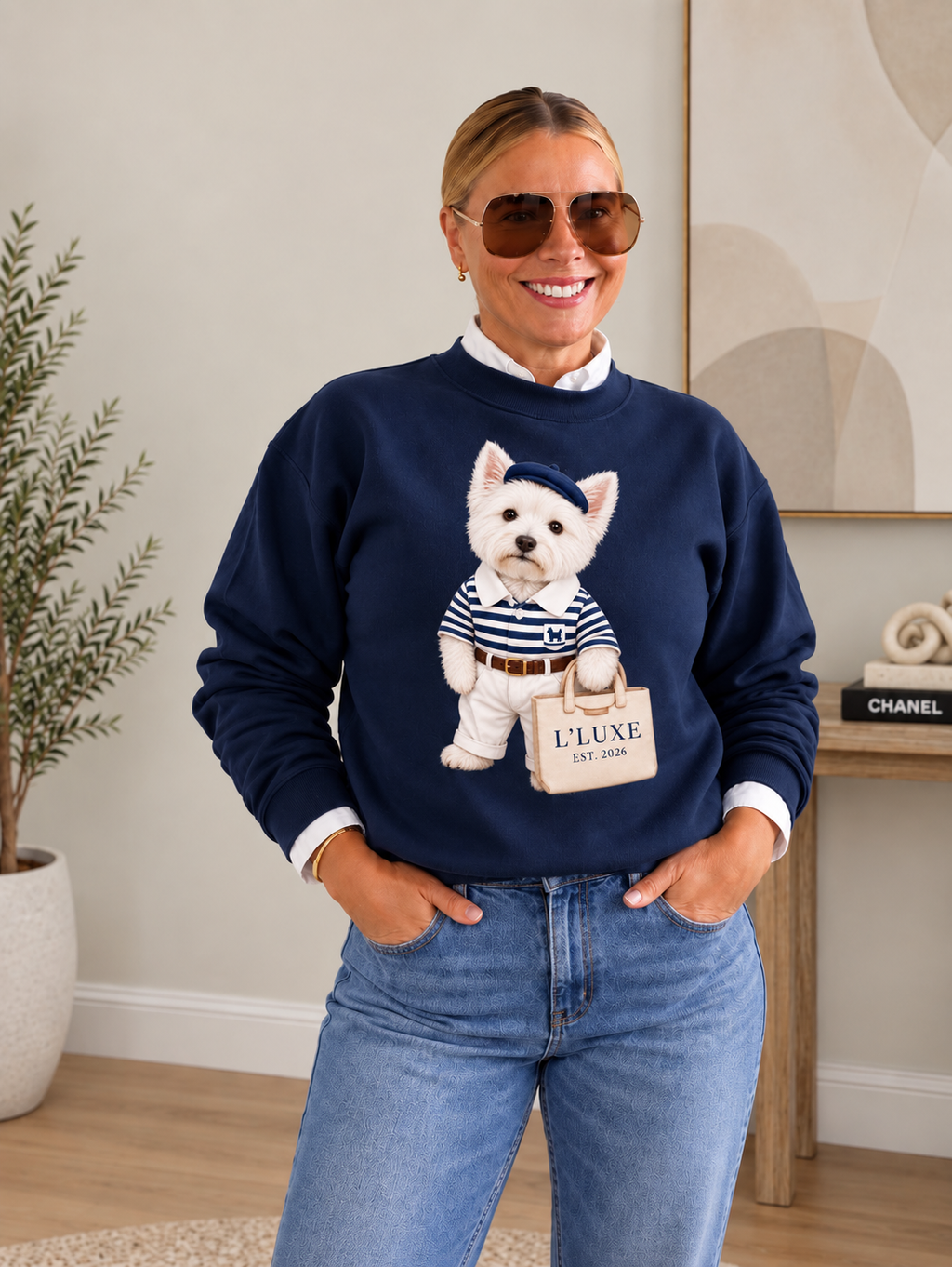 L’LUXE pre-order Crewneck Sweatshirt – Navy