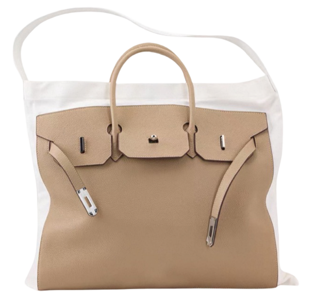 Leather & Canvas Carryall Tote Bag — Small & Large