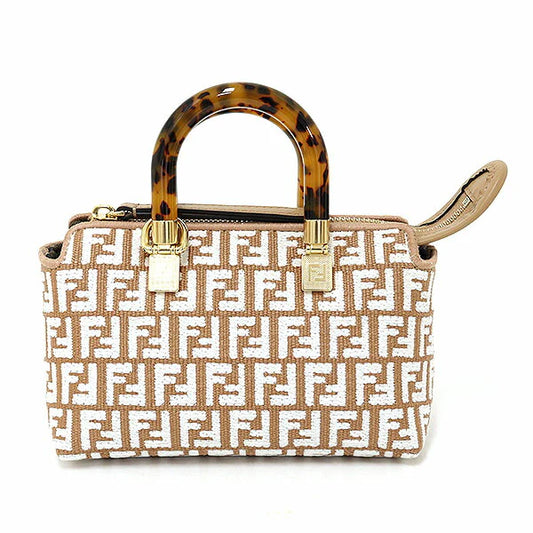 FENDI The Way Mini Beige tapestry-like chenille fabric with FF motif