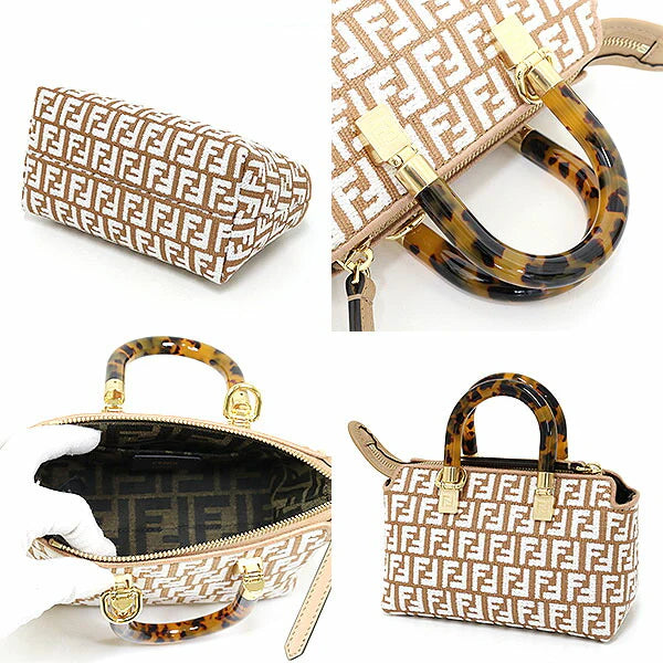 FENDI The Way Mini Beige tapestry-like chenille fabric with FF motif