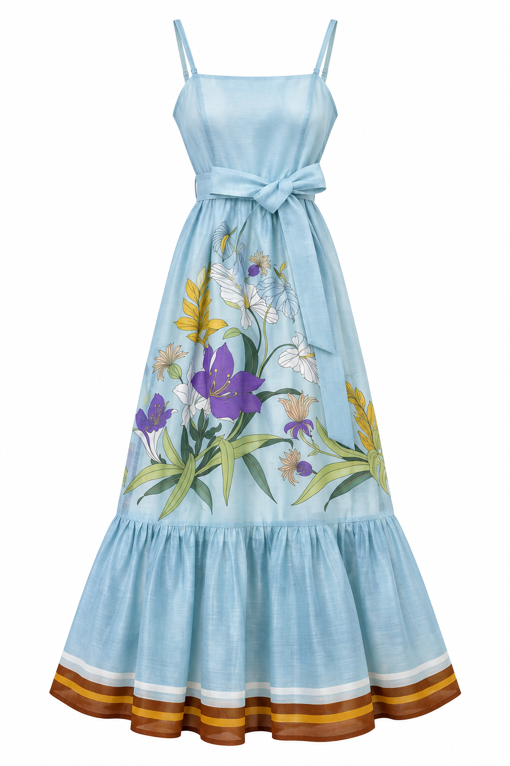 Florales trägerloses Meerjungfrauen-Maxikleid | Elegantes Sommerkleid mit Rüschensaum und Taschen