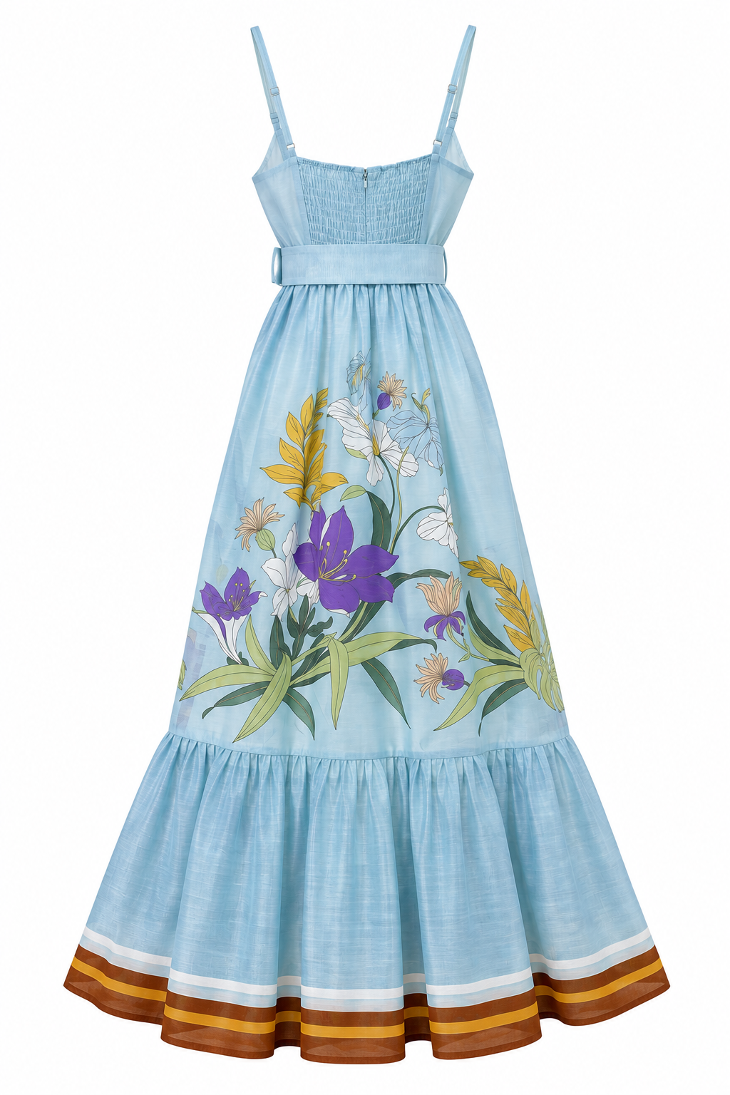 Florales trägerloses Meerjungfrauen-Maxikleid | Elegantes Sommerkleid mit Rüschensaum und Taschen