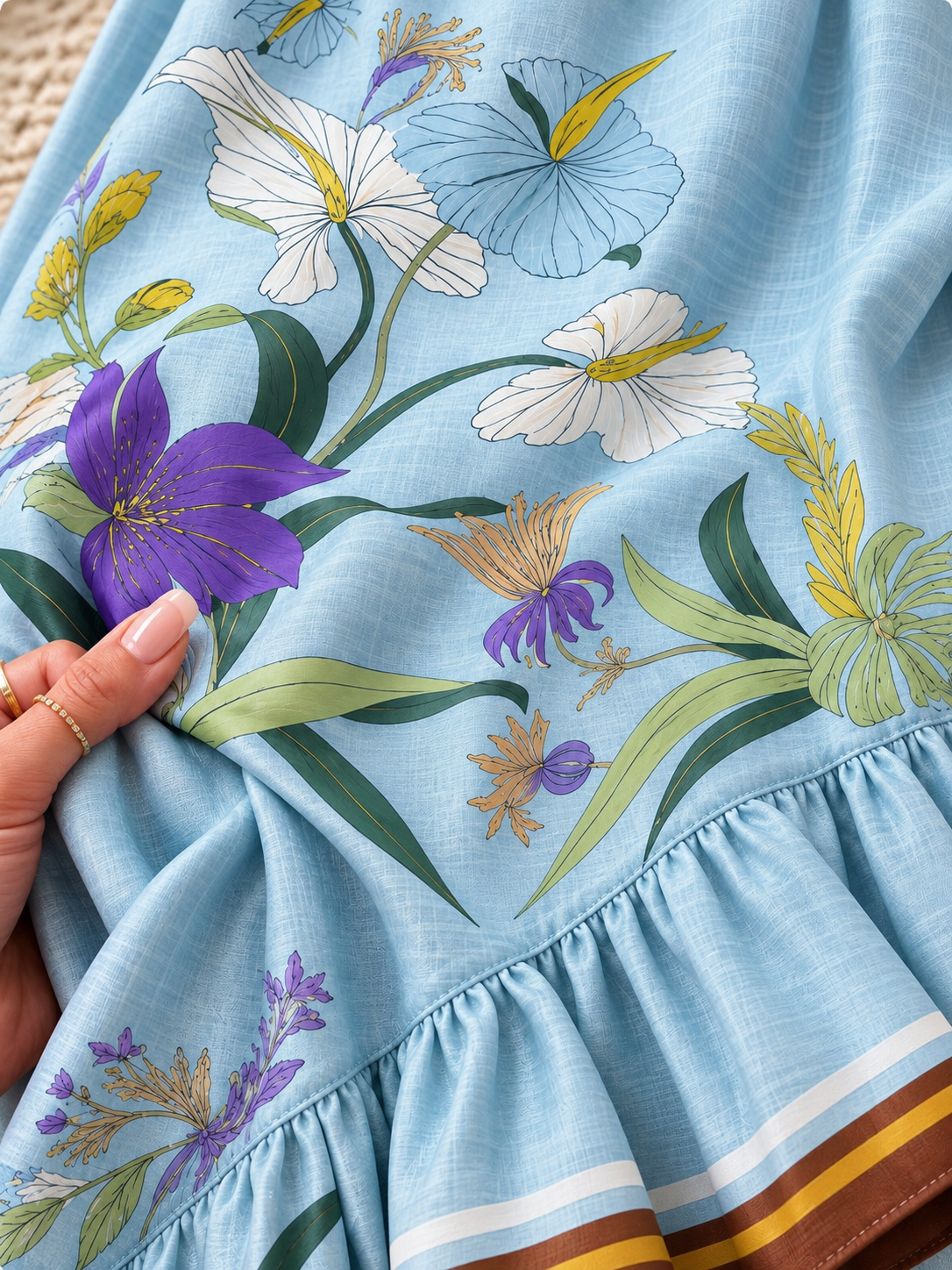 Florales trägerloses Meerjungfrauen-Maxikleid | Elegantes Sommerkleid mit Rüschensaum und Taschen