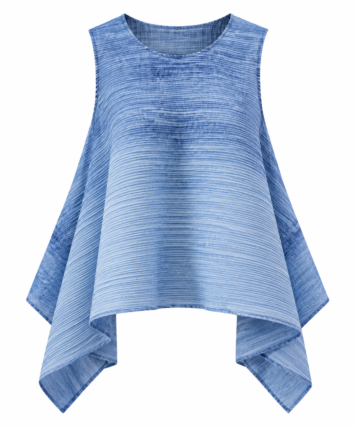 Blue Pleated Fringe Top & Midi Skirt