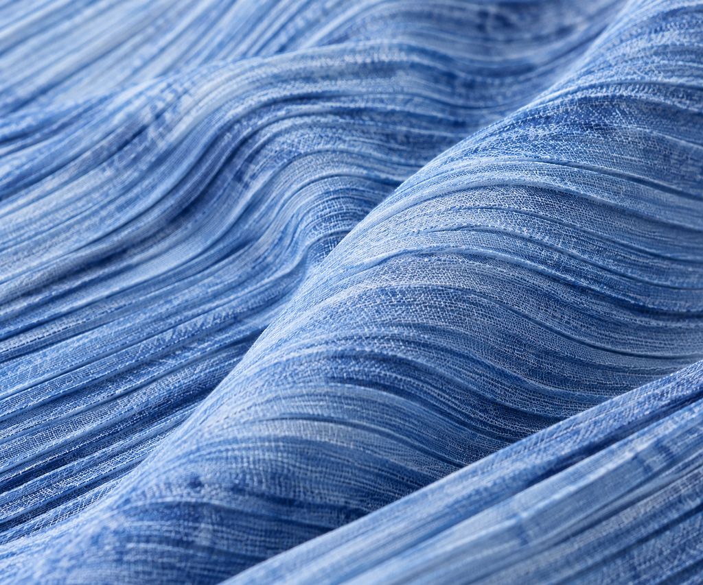 Blue Pleated Fringe Top & Midi Skirt