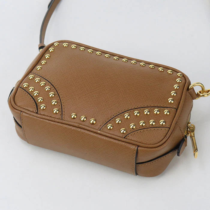 PRADA – Diagonal 2WAY Mini Shoulder Bag – Brown Leather with Gold Hardware – 100% Authentic Previously Owned Very Good Condition ~34% Off MSRP