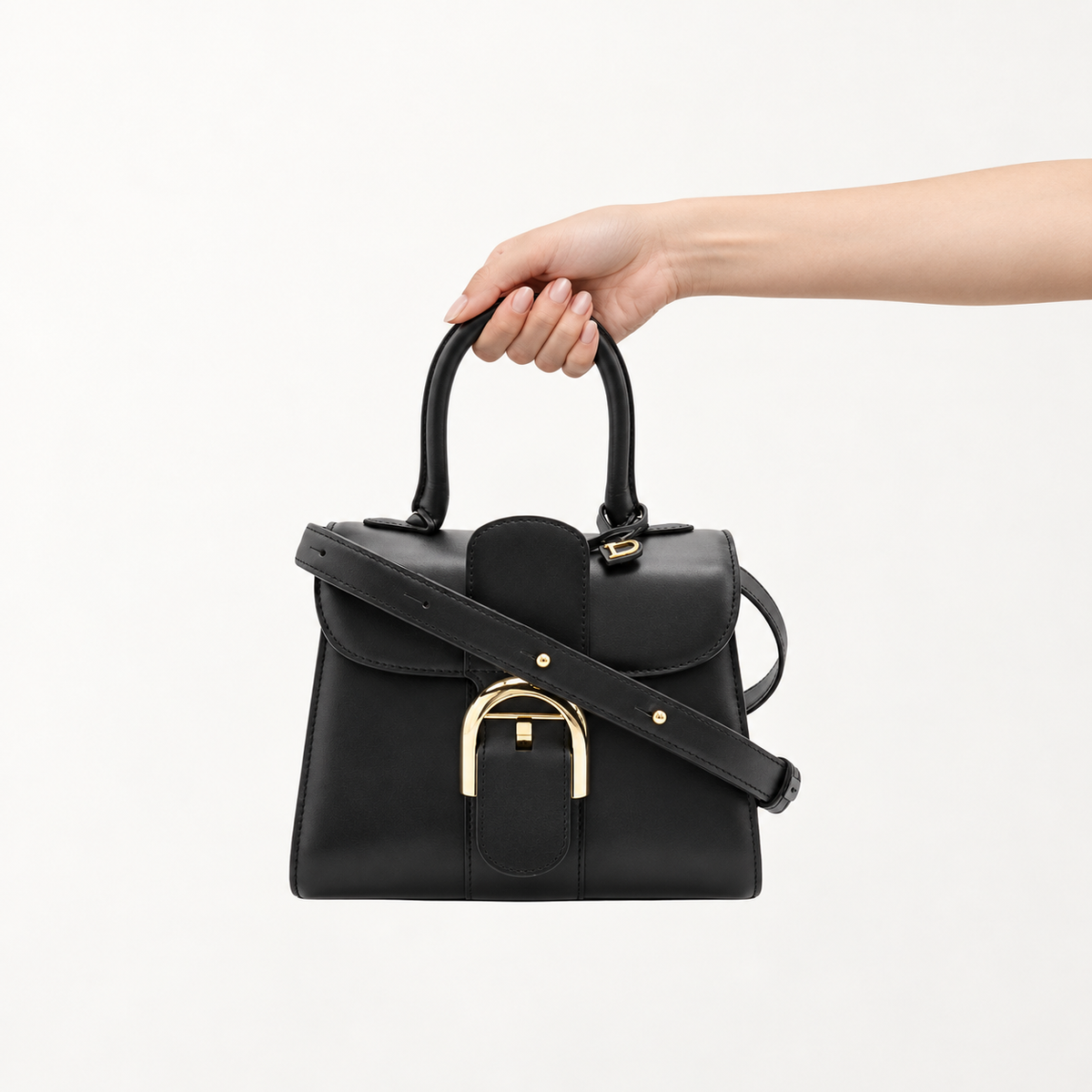 Delvaux Brillant Mini Black Leather Top Handle Bag with Gold Hardware – Authentic- Previously Owned