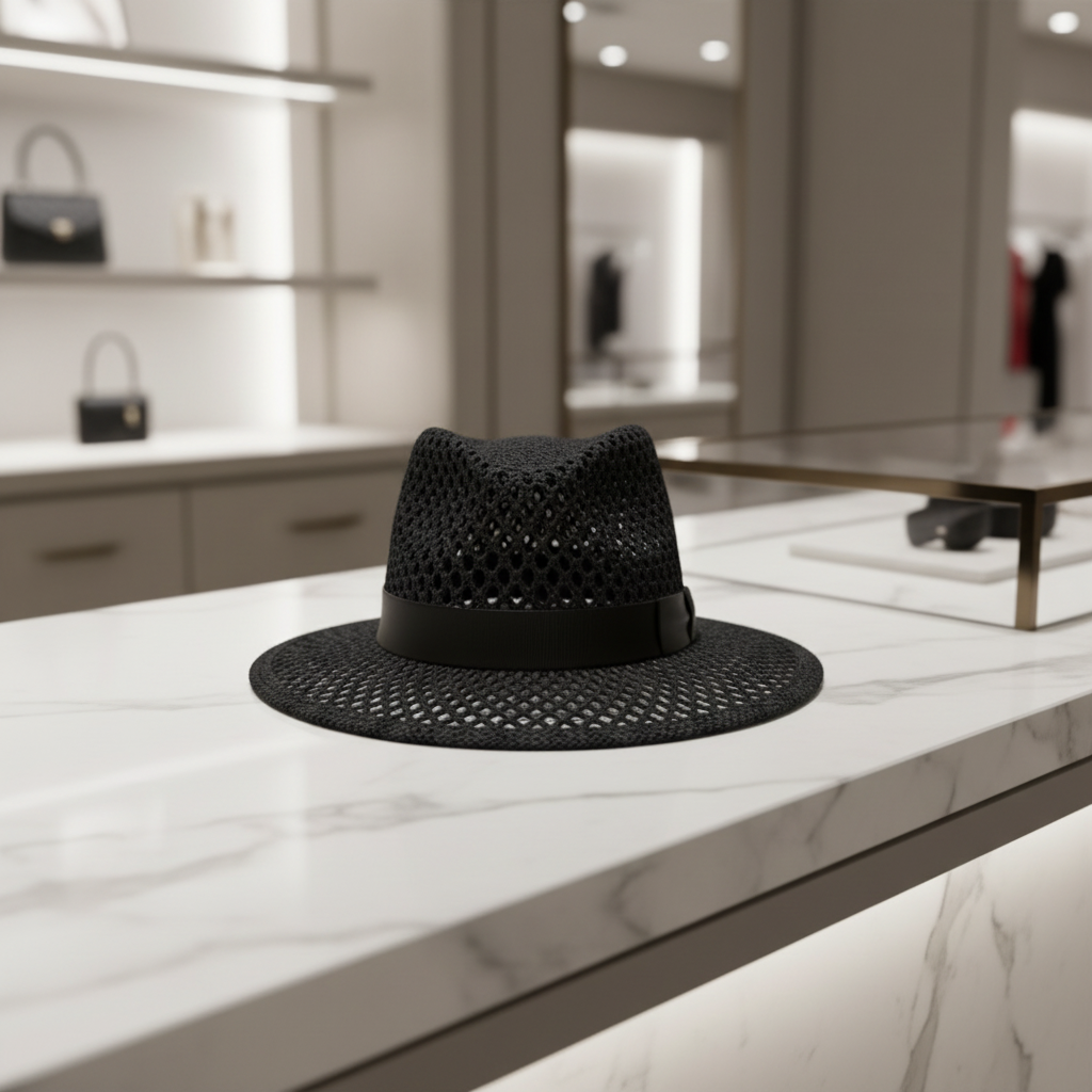 Valentino Garavani Crochet VLogo Fedora Previously owned Authentic