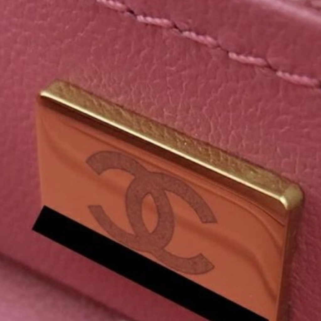 CHANEL Coco Mark 2-Way Top Handle Chain Bag Pink Tweed Gold Hardware Near Unused Previously Owned Authentic