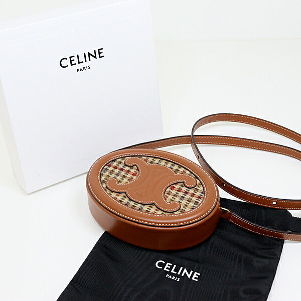 CELINE Crossbody Oval Purse Cuir