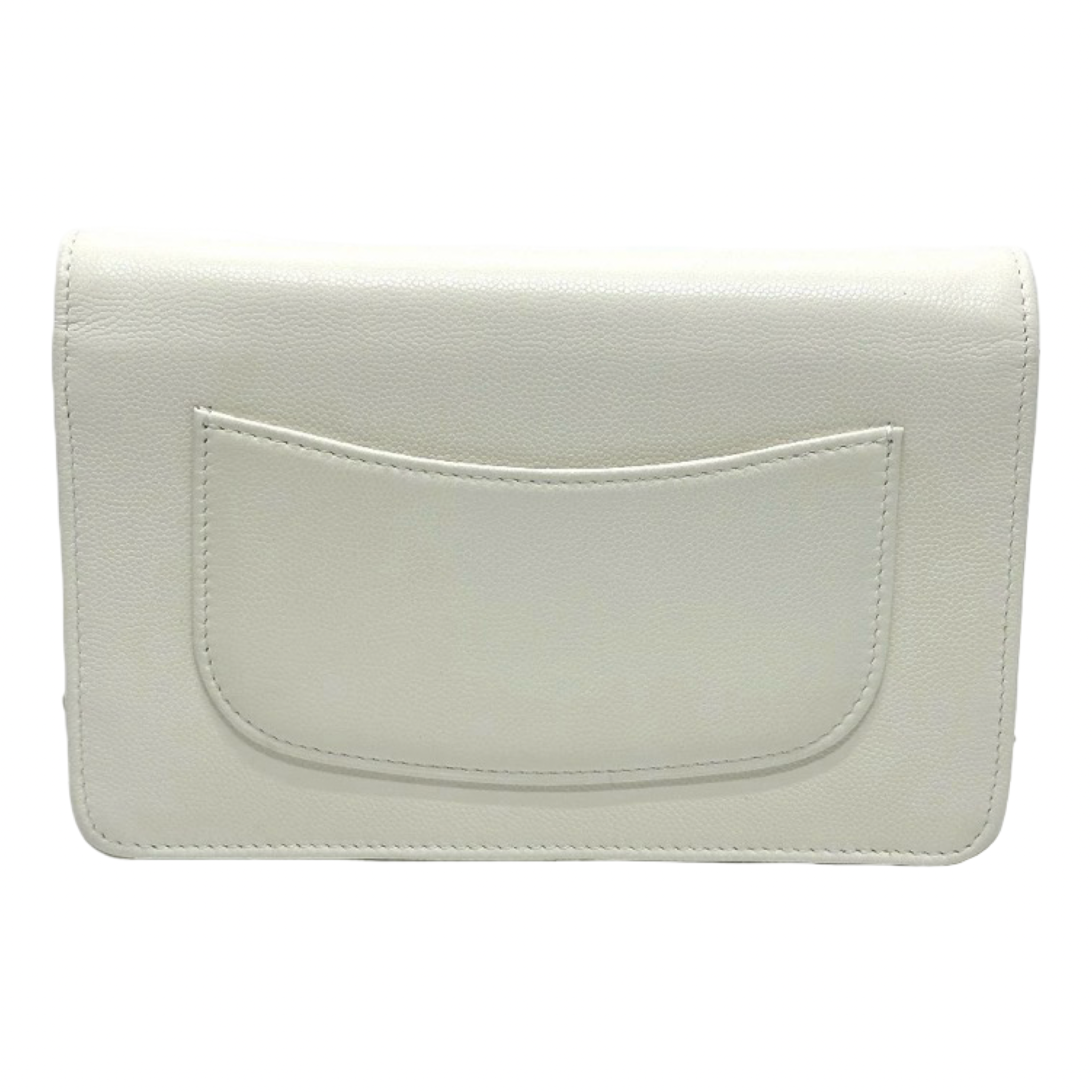 Chanel White Caviar Métiers d’Art Coco Mark Chain Wallet Authentic Previously Owned