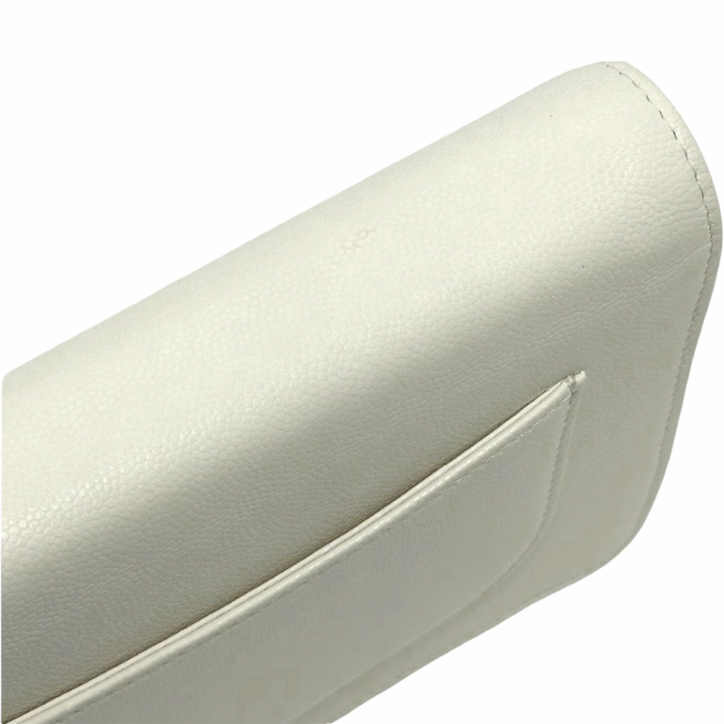 Chanel White Caviar Métiers d’Art Coco Mark Chain Wallet Authentic Previously Owned