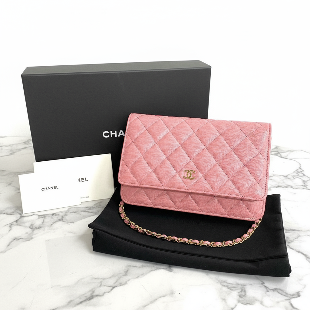 CHANEL Matelassée pinkCaviar Skin Classic Collection