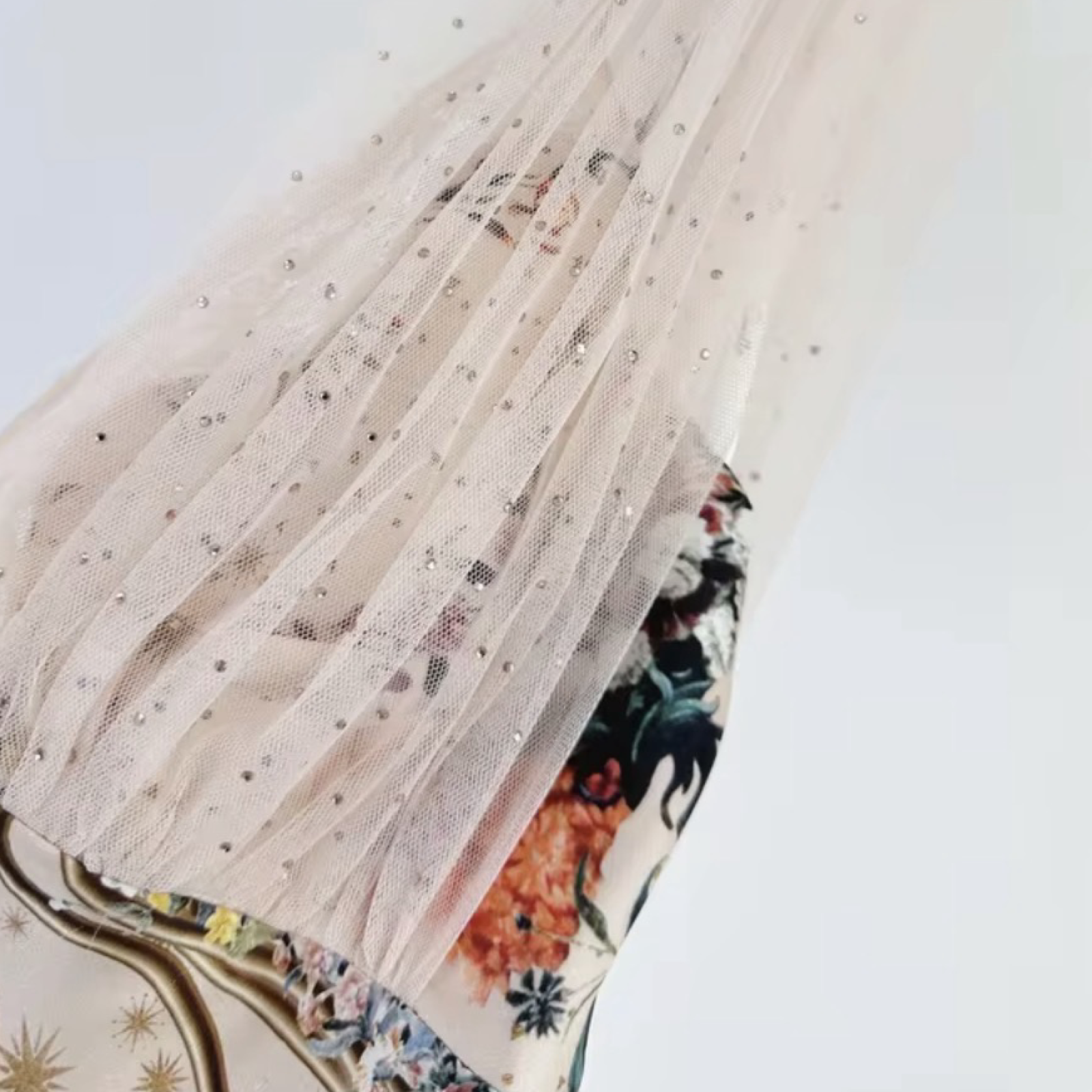 Pink Crystal Beaded Silk Maxi Gown