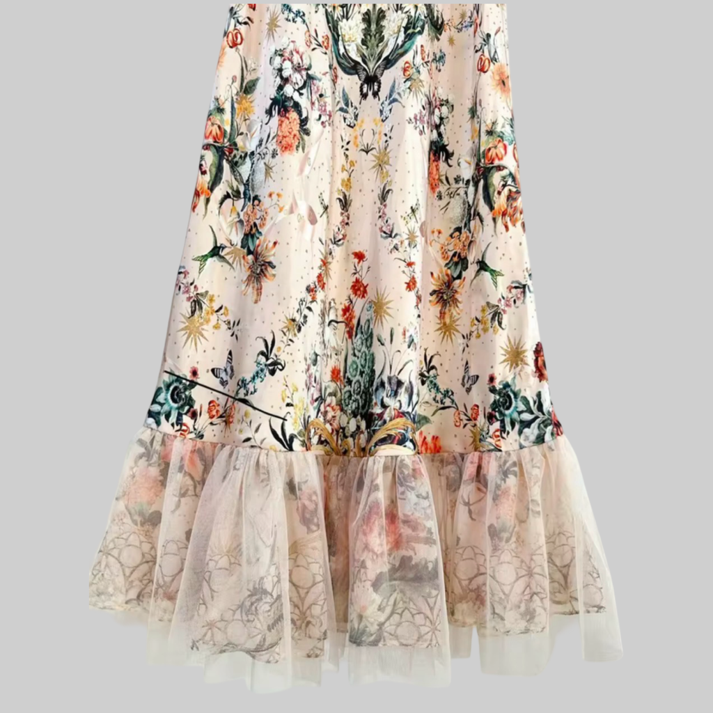 Pink Crystal Beaded Silk Maxi Gown