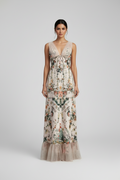 Pink Crystal Beaded Silk Maxi Gown