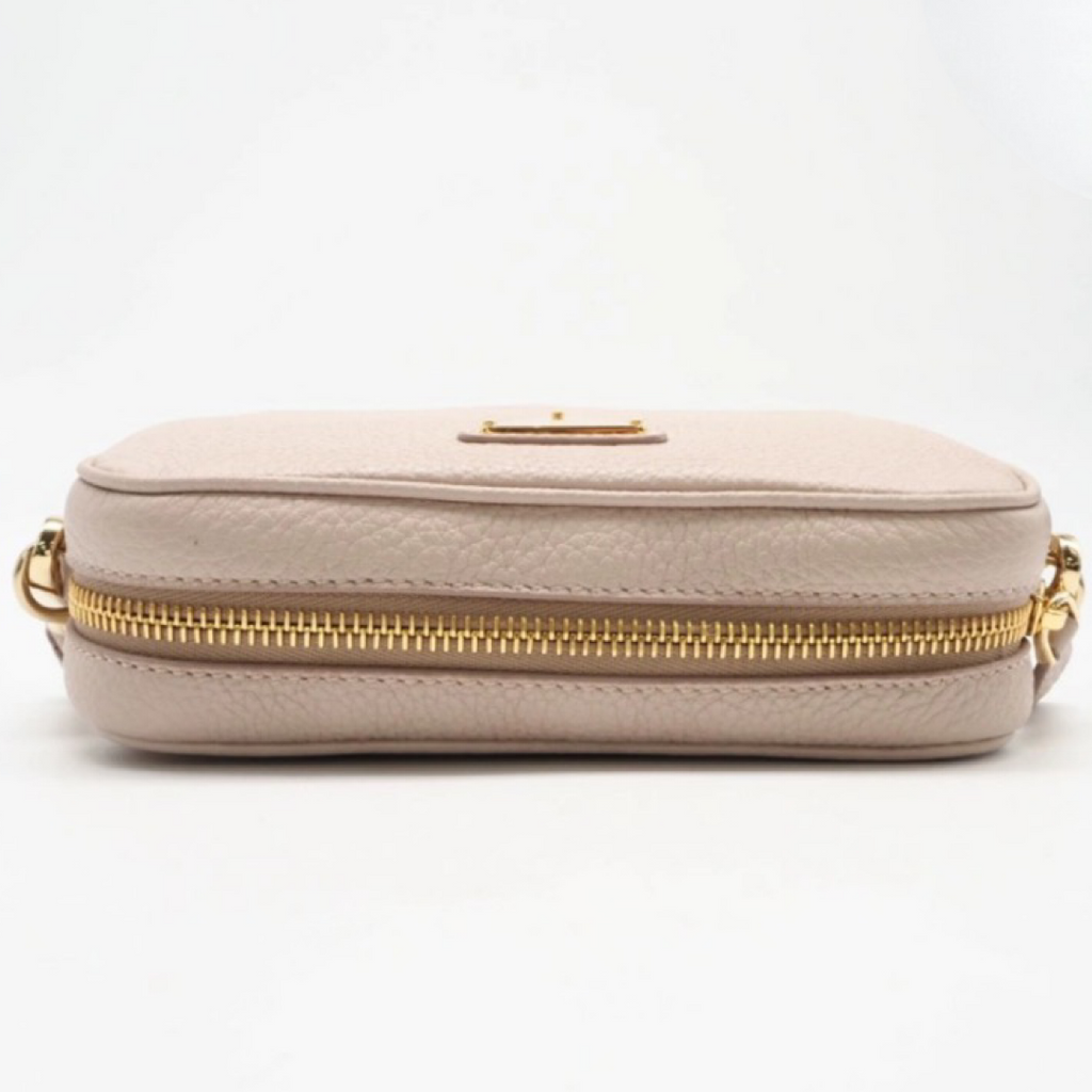 PRADA – Leather Mini Bag Crossbody – Pink Beige – RFID Chip – 100% Authentic Previously Owned