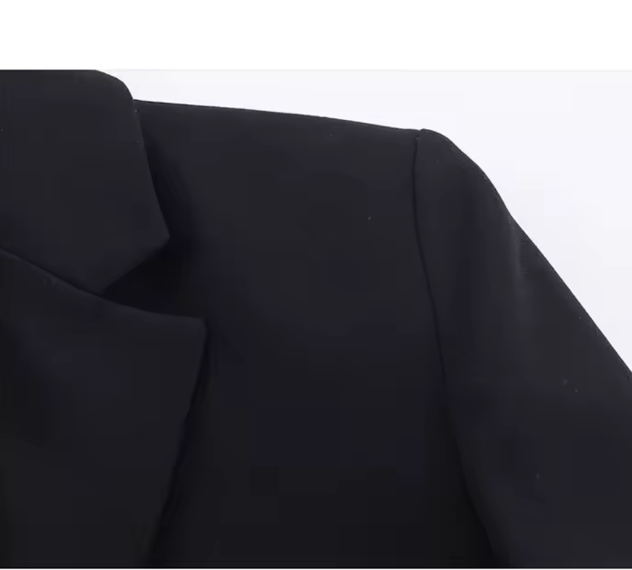 Women’s Black Lace-Trim Blazer Dress – Notched Collar, Long Sleeve Elegant Office & Evening Dress