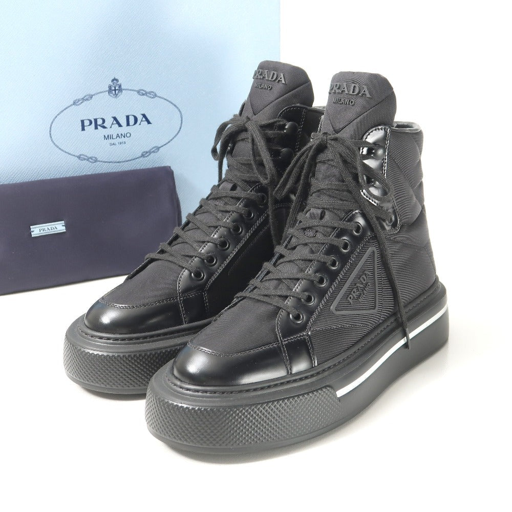 PRADA – Macro High Top Sneakers – Nylon Black/White – Women Size 37 (US 7) – 100% Authentic ✨Previously Owned Pristine Condition ~32% Off MSRP