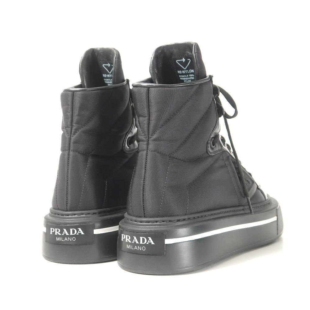 PRADA – Macro High Top Sneakers – Nylon Black/White – Women Size 37 (US 7) – 100% Authentic ✨Previously Owned Pristine Condition ~32% Off MSRP