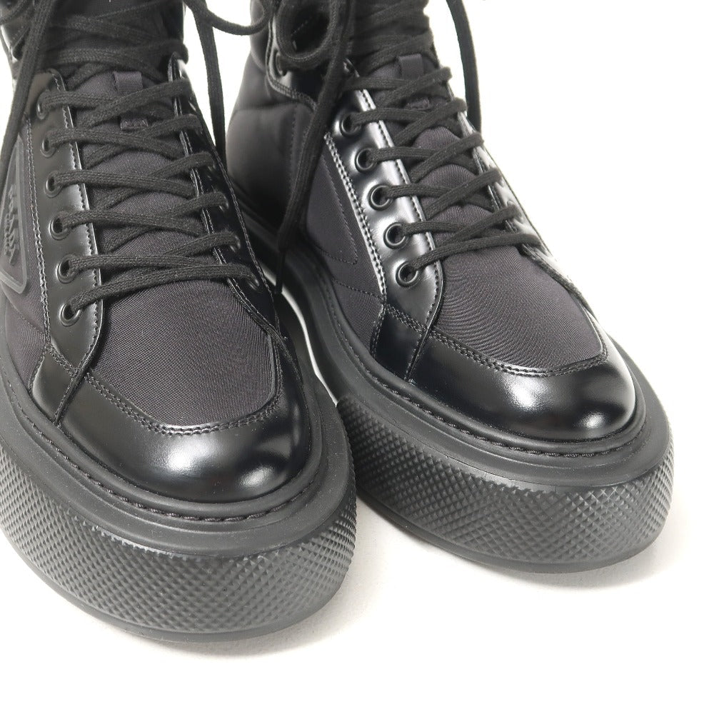 PRADA – Macro High Top Sneakers – Nylon Black/White – Women Size 37 (US 7) – 100% Authentic ✨Previously Owned Pristine Condition ~32% Off MSRP