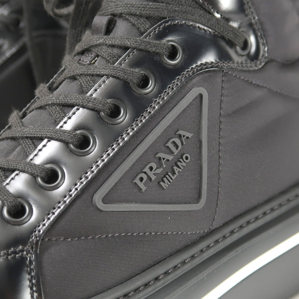 PRADA – Macro High Top Sneakers – Nylon Black/White – Women Size 37 (US 7) – 100% Authentic ✨Previously Owned Pristine Condition ~32% Off MSRP