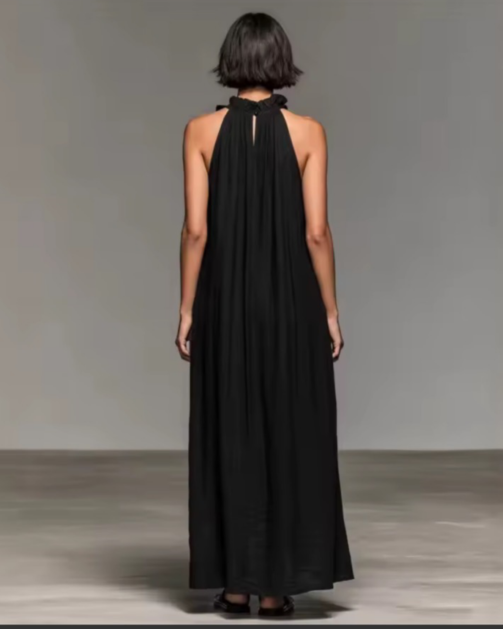 Halter Neck Flounce Maxi Dress | Sleeveless A-Line Dress