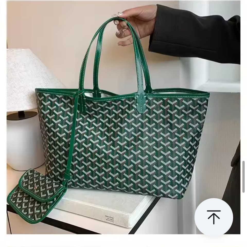 Luxury Monogram Tote Bag with Matching Pouchette – Large Lightweight Shoulder Bag for Travel & Everyday Use