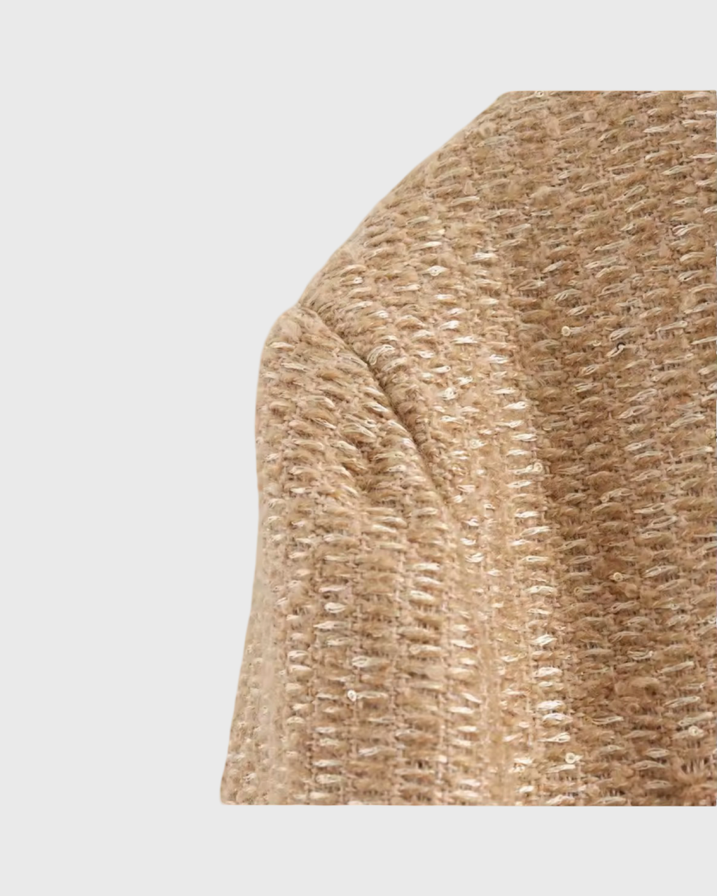 Women’s Cropped Tweed Jacket – Button Front Knit Bouclé Style Short Blazer