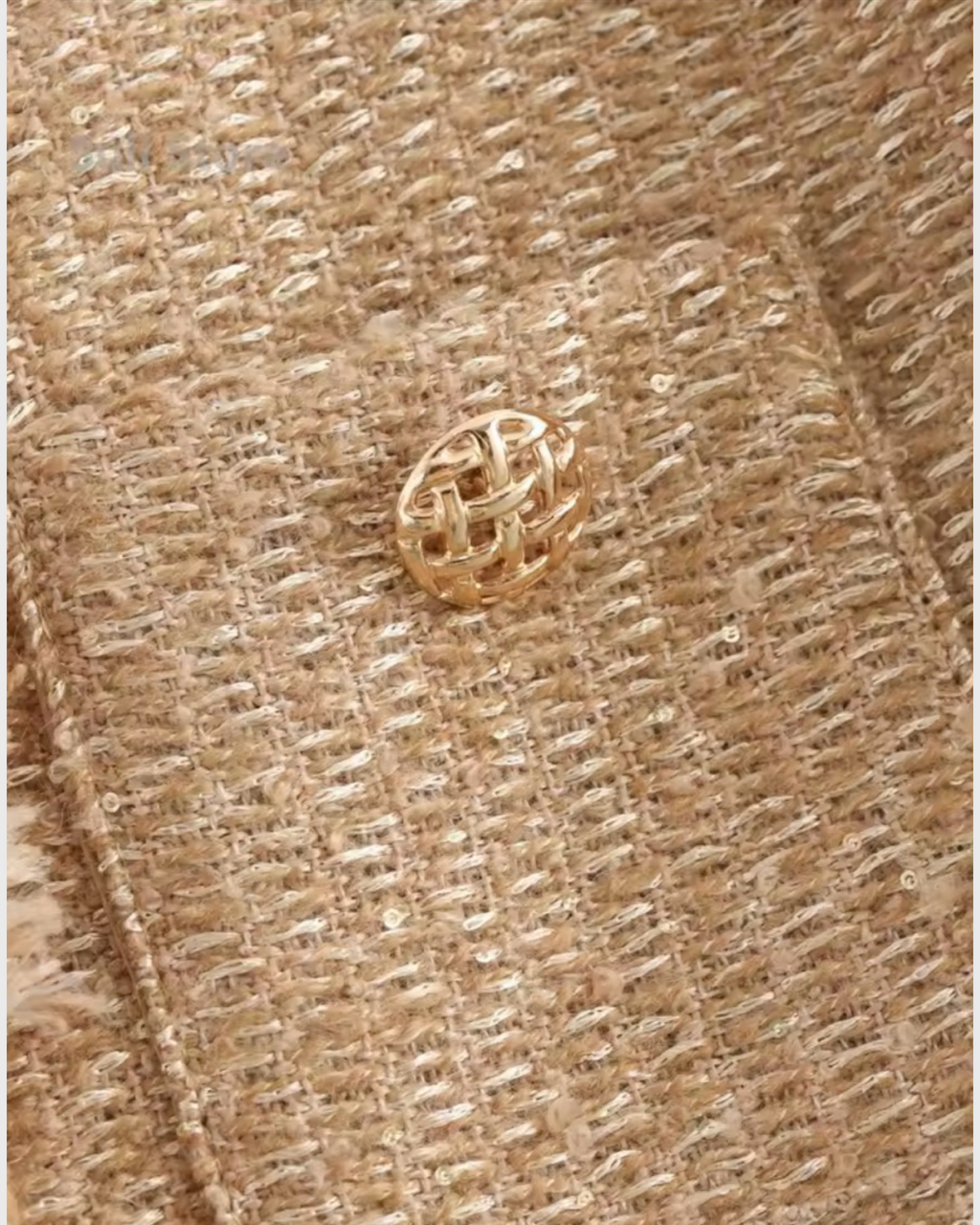 Women’s Cropped Tweed Jacket – Button Front Knit Bouclé Style Short Blazer