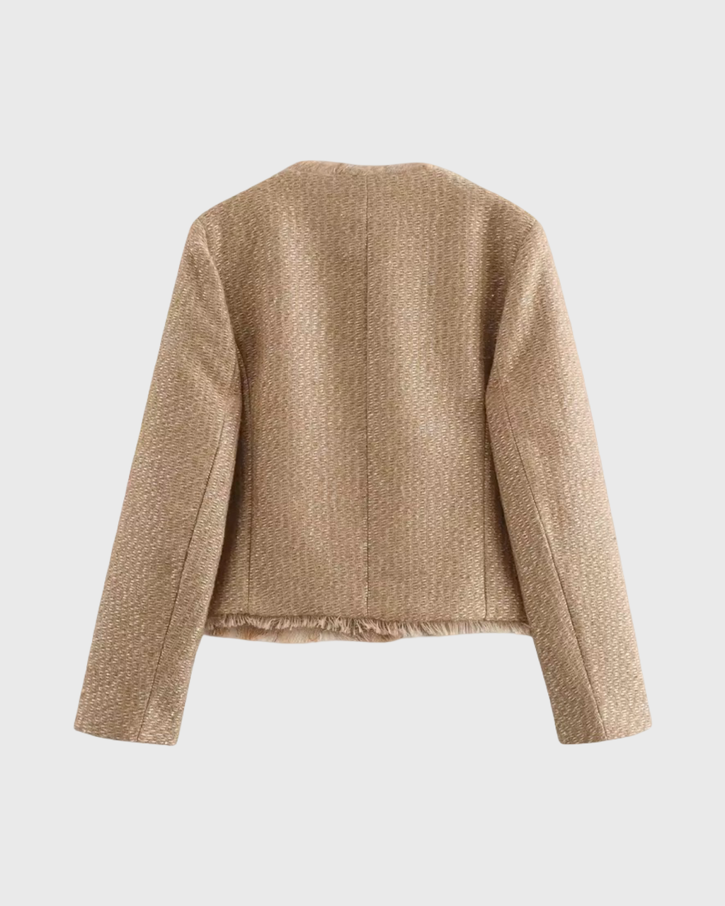 Women’s Cropped Tweed Jacket – Button Front Knit Bouclé Style Short Blazer