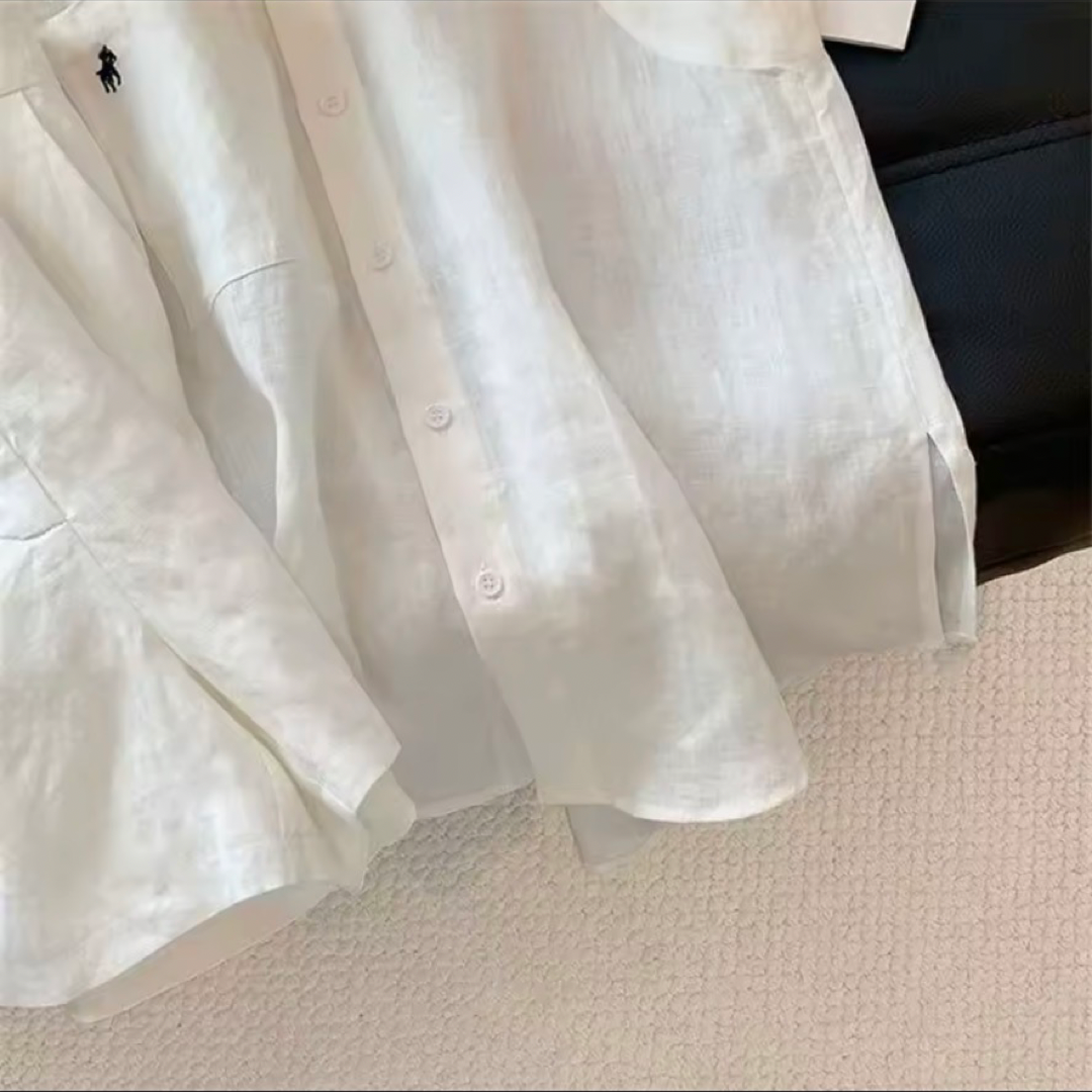 White Cotton Linen Sleeveless Shirt & Wide-Leg Shorts Two-Piece Set