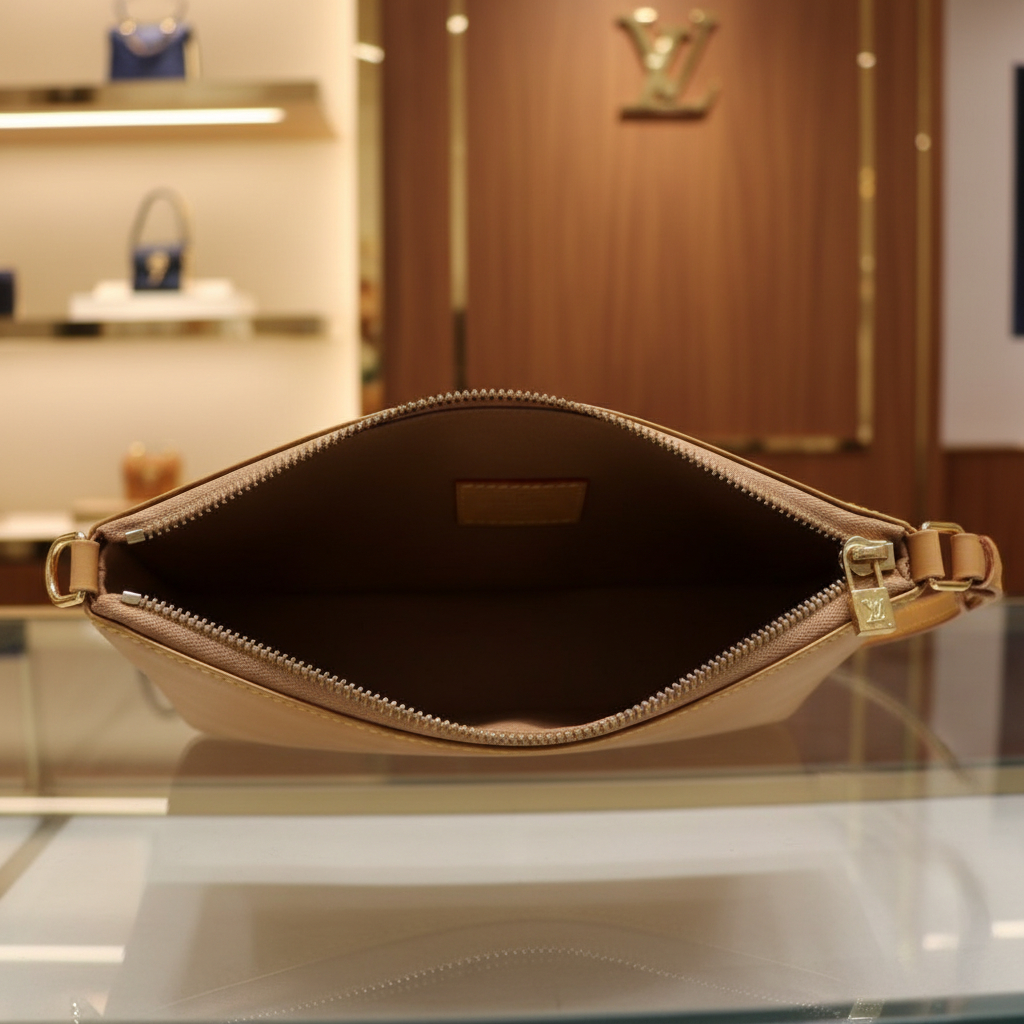 LOUIS VUITTON Vernis Mallory Square Beige Patent Leather Shoulder Bag previously owned Authentic