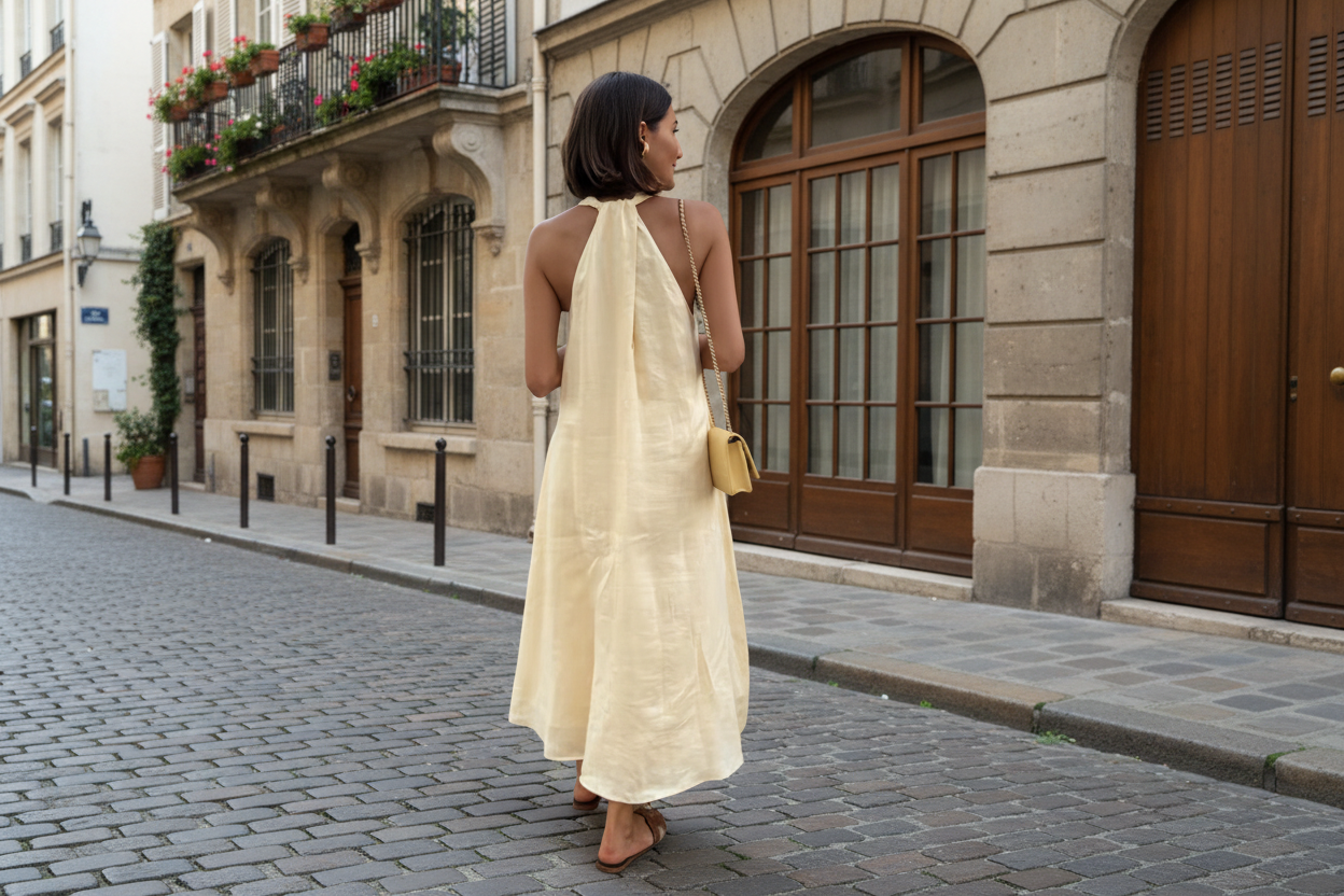 Butter Yellow Sleeveless V-Neck Midi Dress