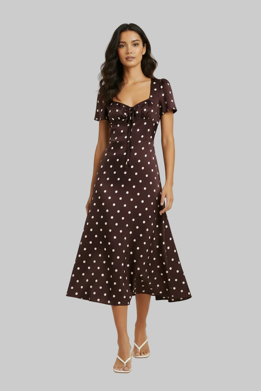 Polka Dot Empire Waist Midi Dress