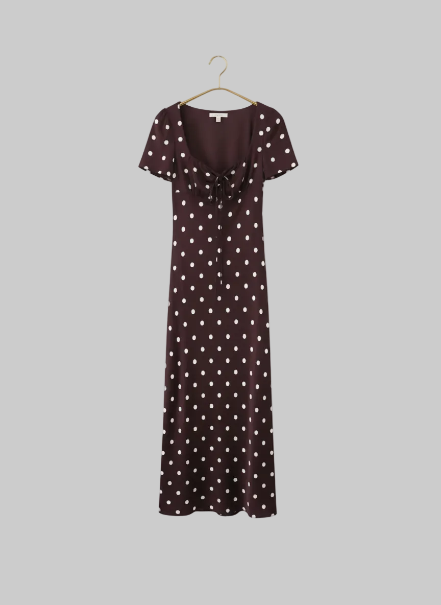 Polka Dot Empire Waist Midi Dress