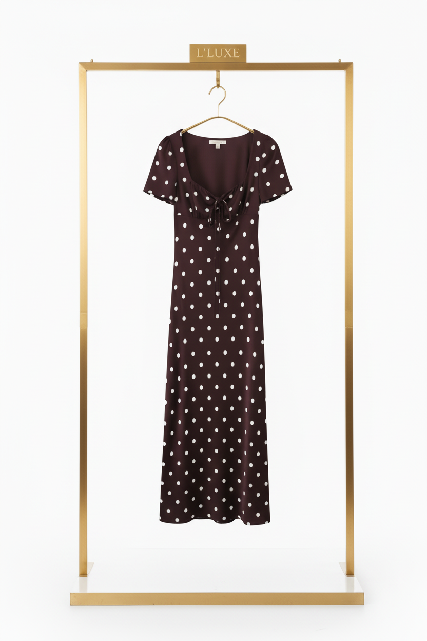 Polka Dot Empire Waist Midi Dress
