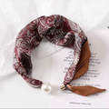 Pearl Buckle Printed Skinny Scarf for Women | L’LUXE