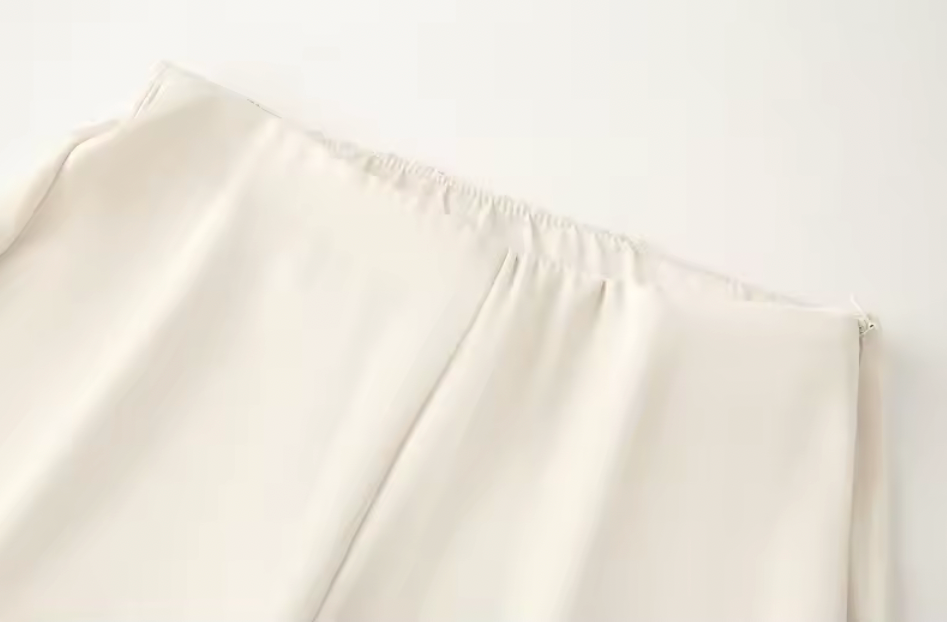 Satin Off-Shoulder Top & High-Waist Trousers Set