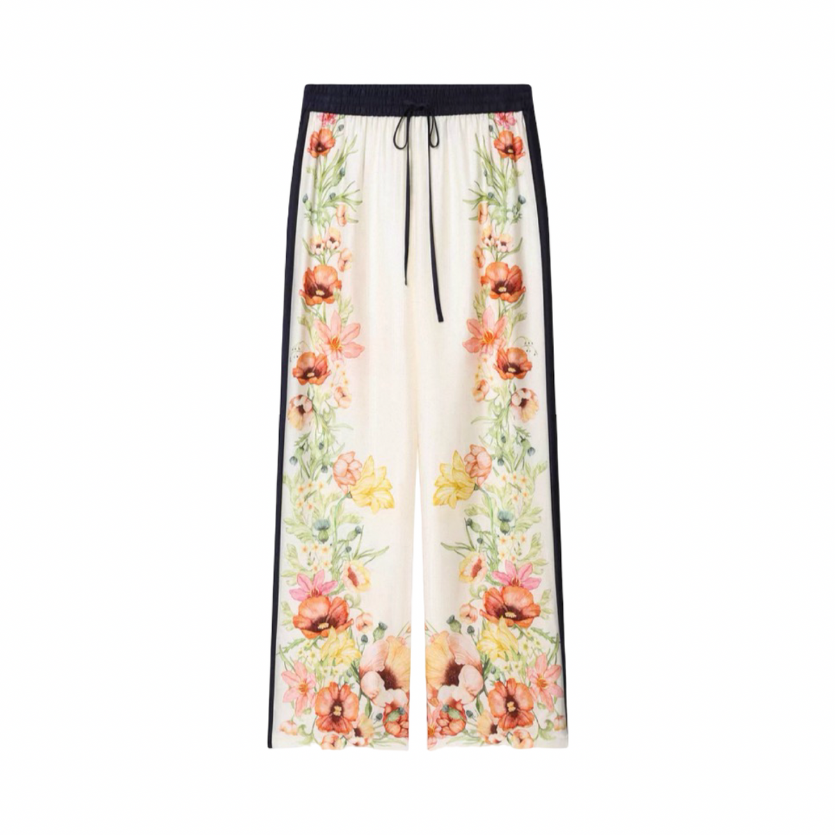 Botanical Floral Two-Piece Shirt & Wide-Leg Pant Set