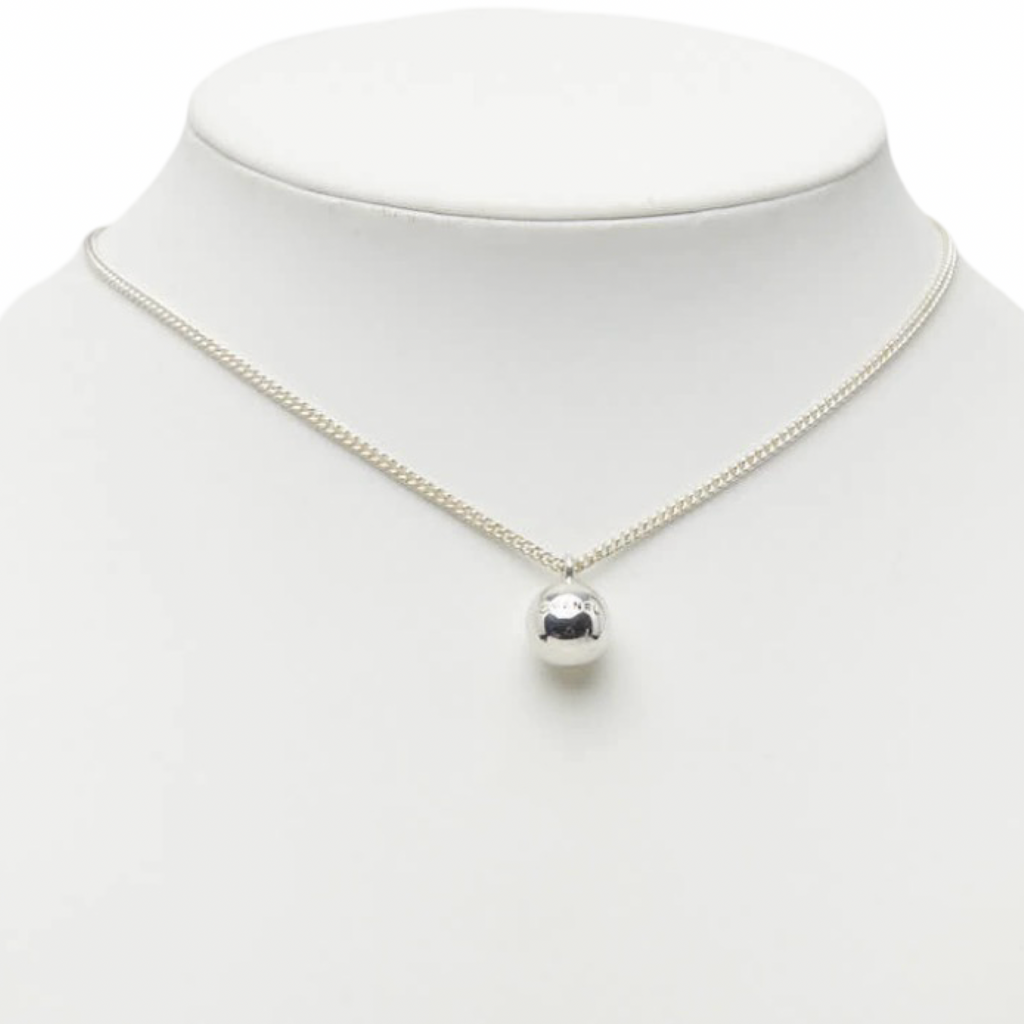 Chanel Logo Ball Pendant Necklace – Silver-Tone Metal – Authentic Previously Owned